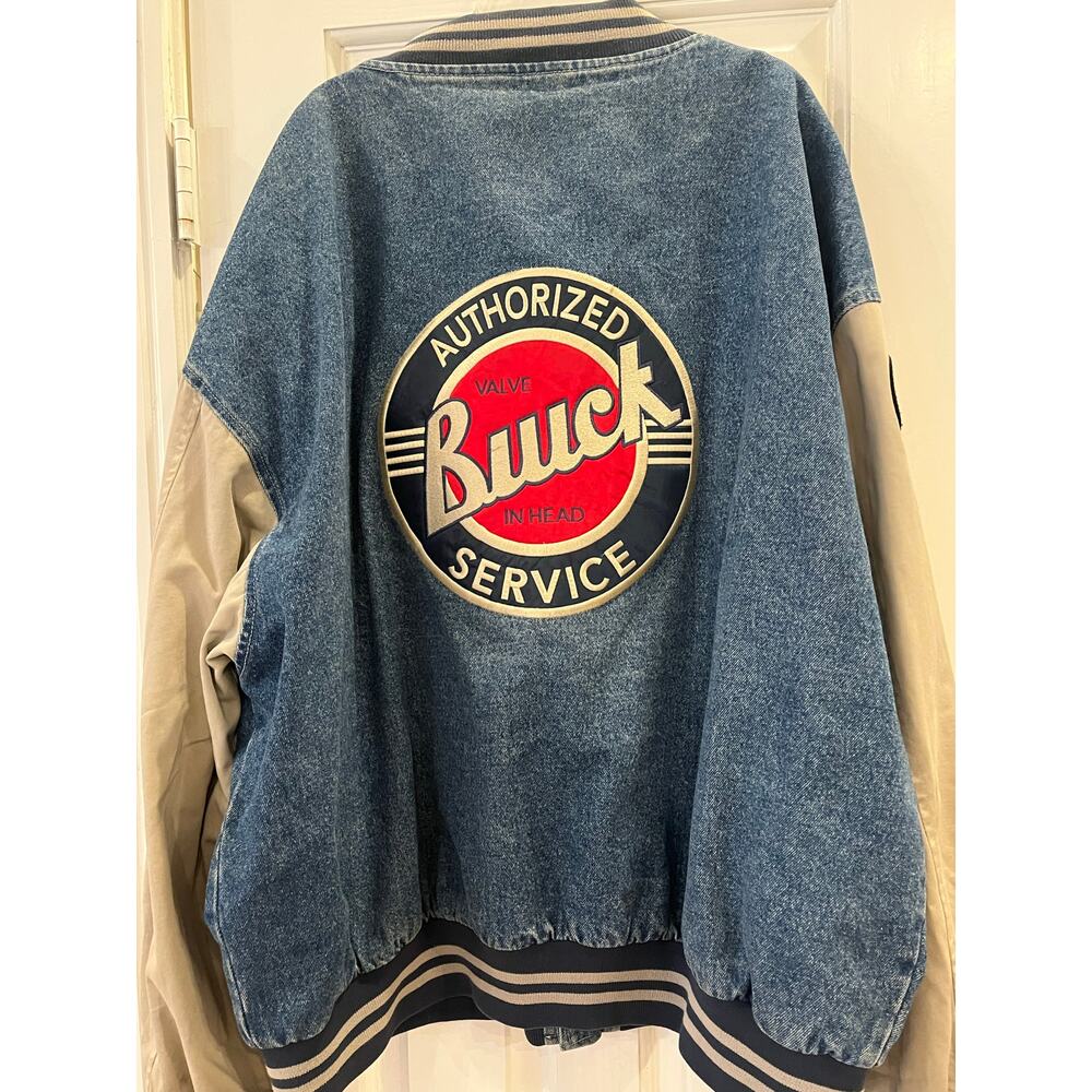 VTG Swingster Buick Grunge Motorhead Blue Collar Denim Bomber Jacket Men XXL